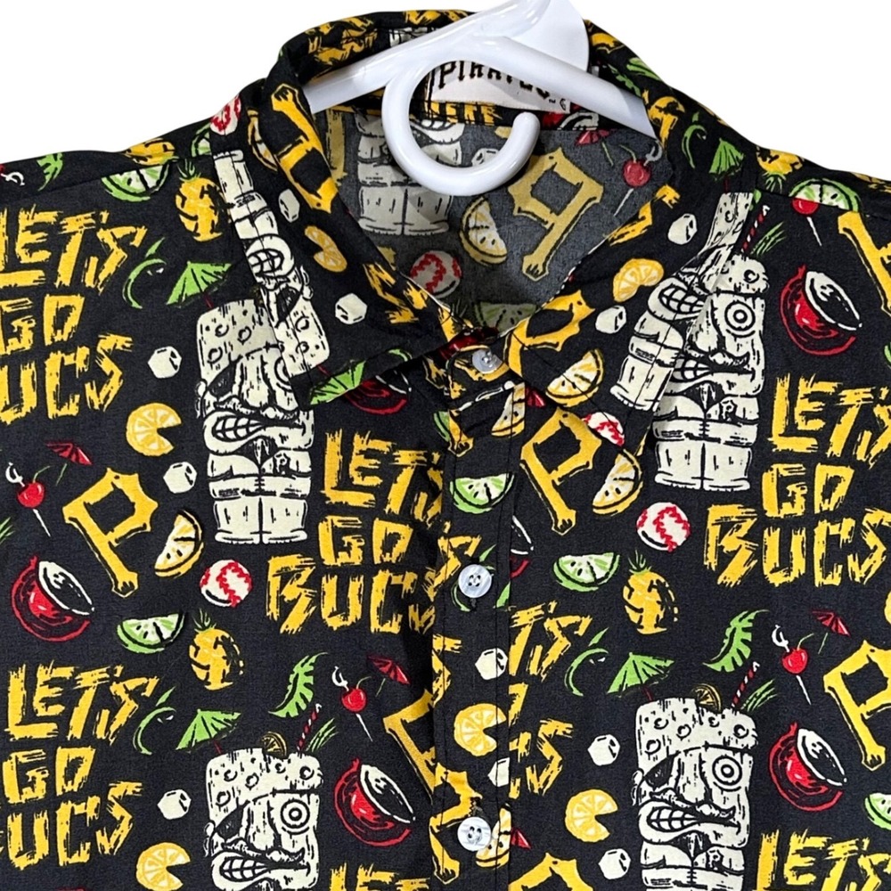Pittsburgh Pirates Mens‎ XL Tiki Let's Go Bucs Short Sleeve Button Down Shirt